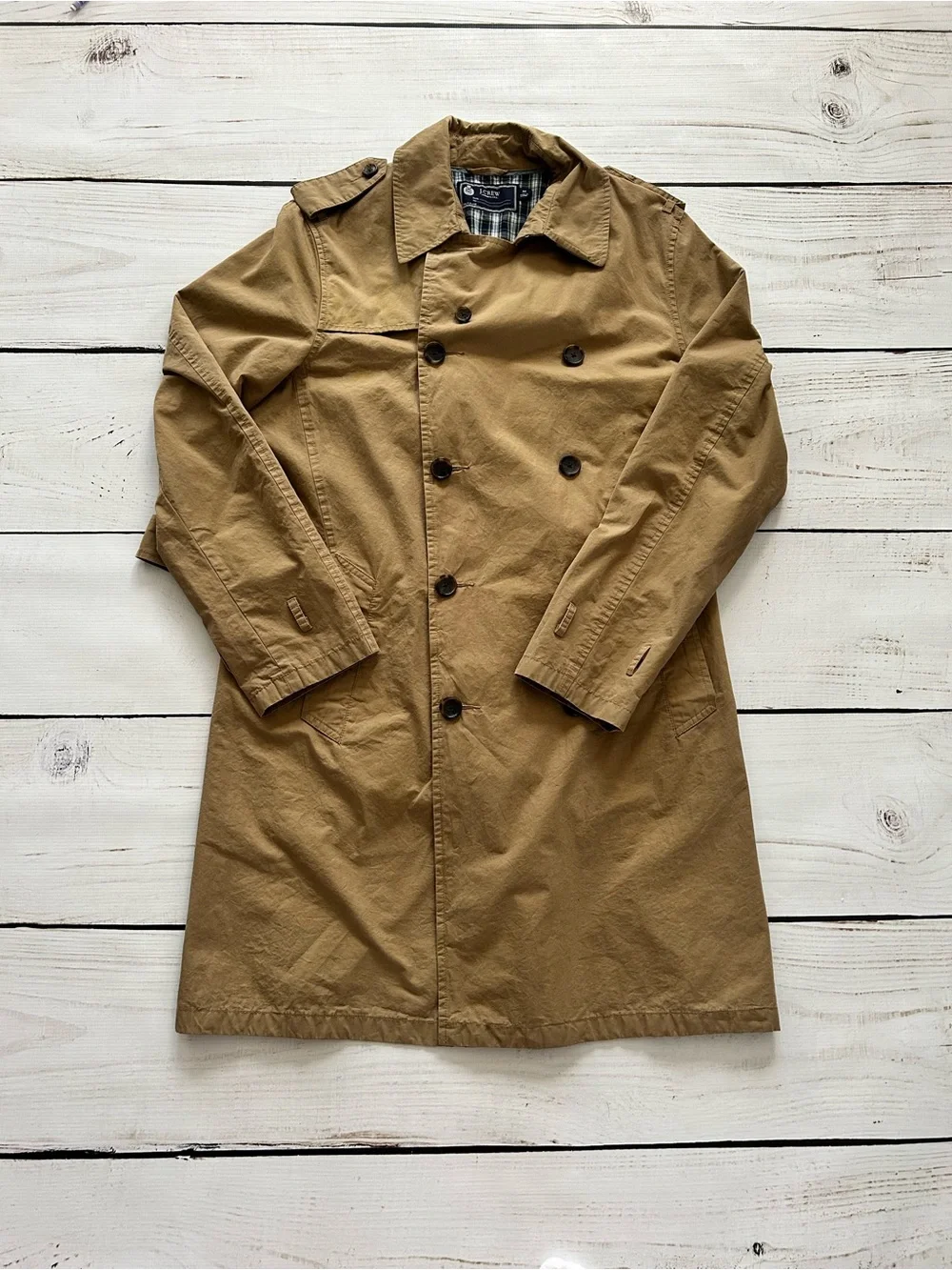 J. Crew Khaki Tan Double-Breasted Trench Coat